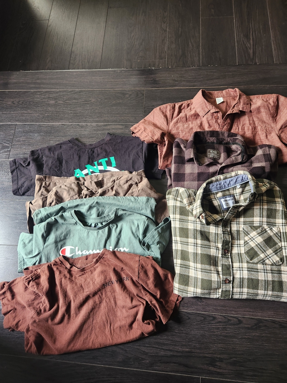 Lot Of 7 Boys T Shirts And Long Sleeve Flannel Shirts Size 14/16